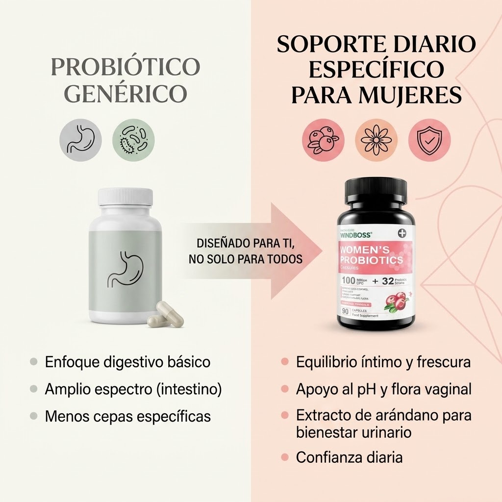 Comparación entre un probiótico genérico y uno pensado para la mujer